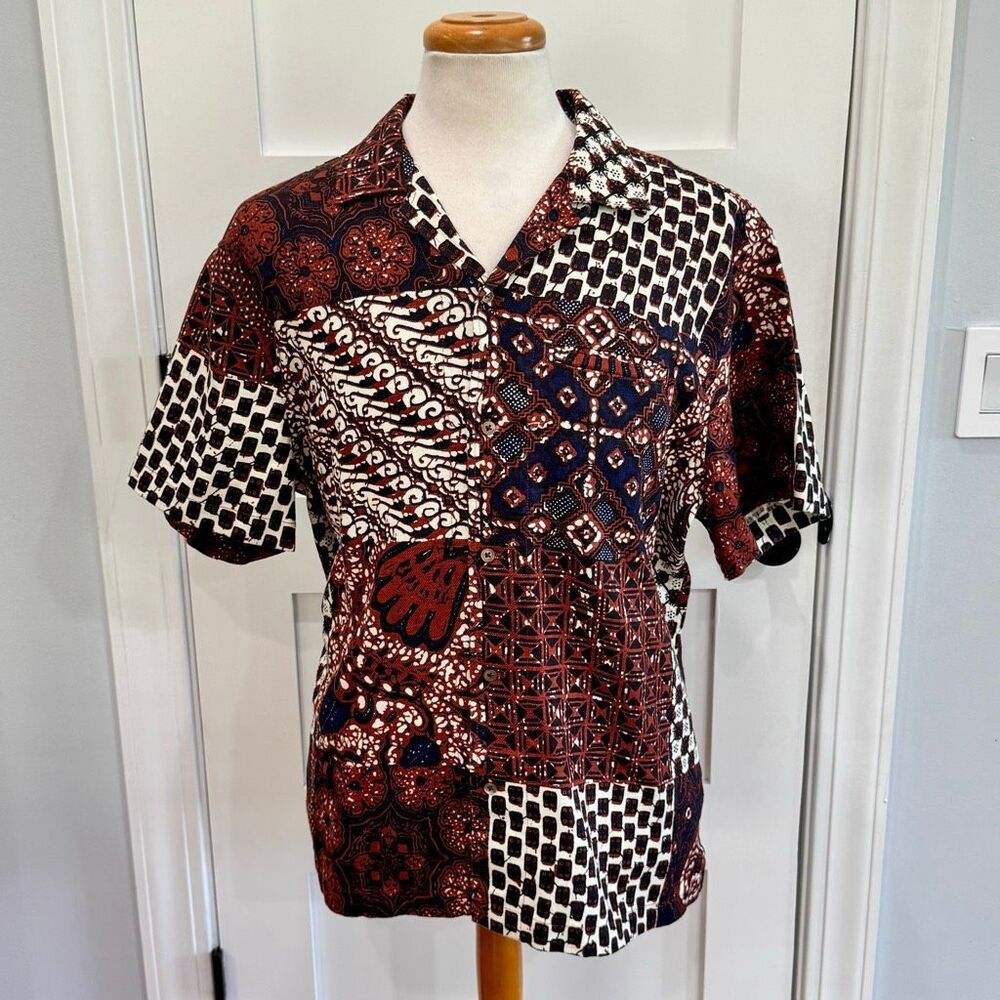 Wallace and Barnes Patchwork Short Sleeve Camp Shirt. Reimagined by J. Crew. Siz